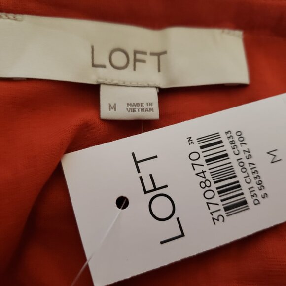 NEW Loft M Red Orange Embroidered Peplum Tank Top Cottage Boho Coastal Artsy Y2K - Picture 5 of 6